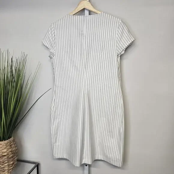 Wild Fable Womens Large White Pinstripe Cutout Short Sleeve Mini Dress VN1261424 - Picture 5 of 5